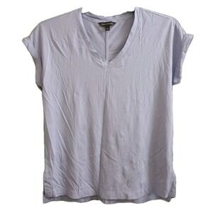 Banana Republic T-Shirt Purple Cap Cuffed Sleeve V-Neck Casual Lounge Small
